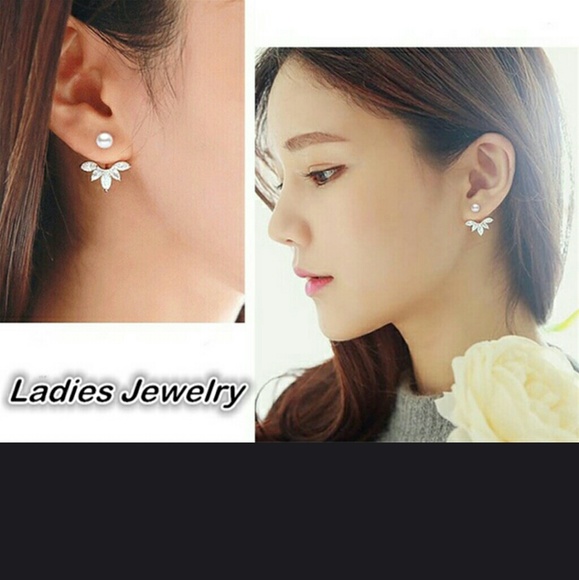 S925  Peacock Pearl  Crystal Silver Drop Earrings - Picture 7 of 7